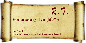 Rosenberg Tarján névjegykártya